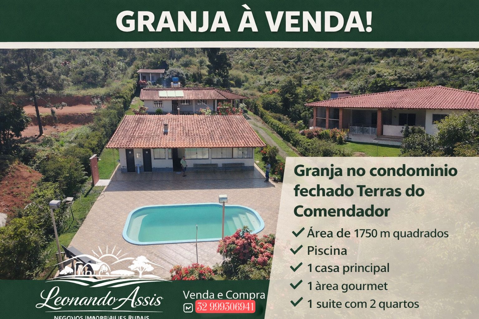 Chácara à venda: Granja no Condomínio Terras do Comendador em Filgueiras, MG
